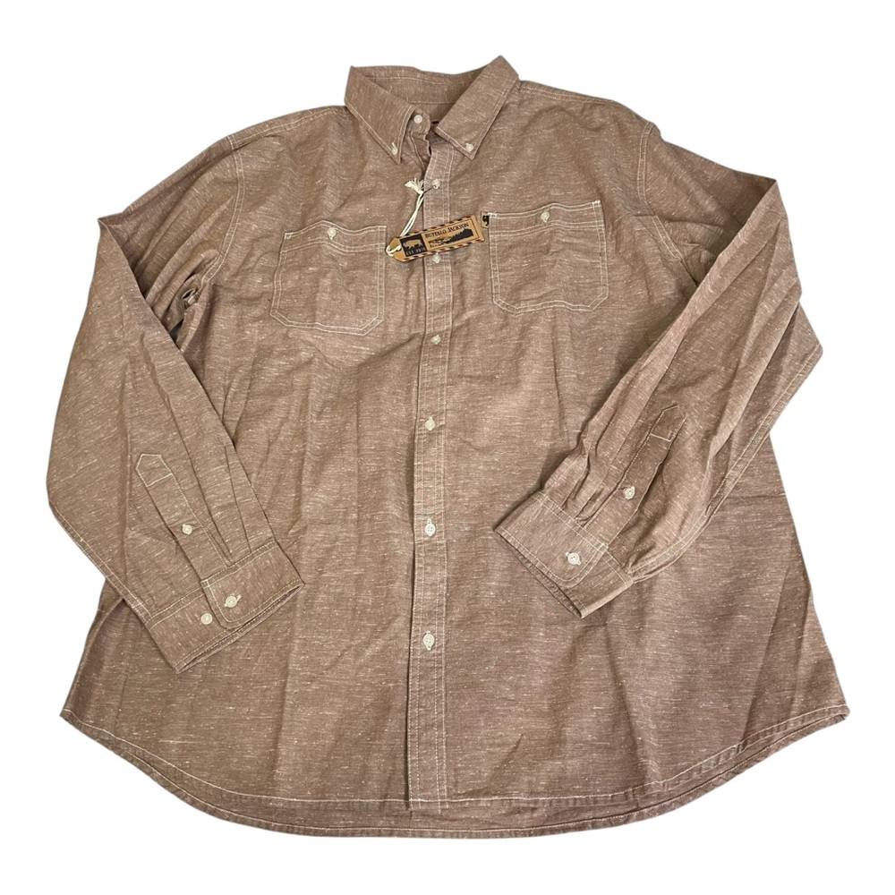 Buffalo Jackson Cotton Light Brown Button Up Shirt New with Tags XXL